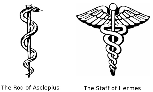 Rod of Asclepius and Hermes