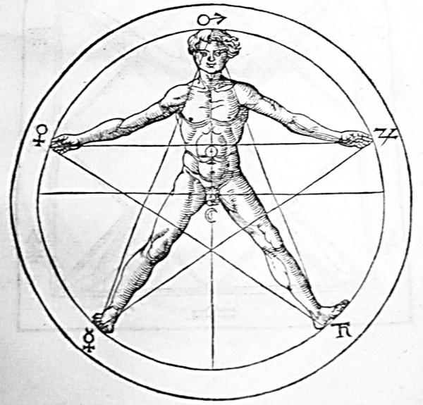 Pentagram and man (Agrippa)