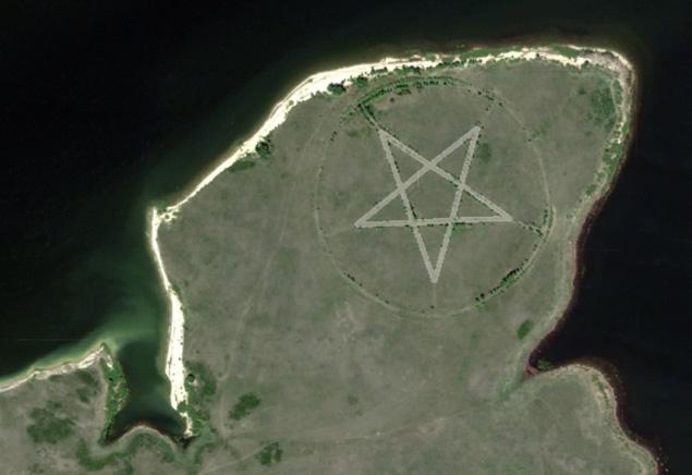 Pentagram in corner of Kazakhstan