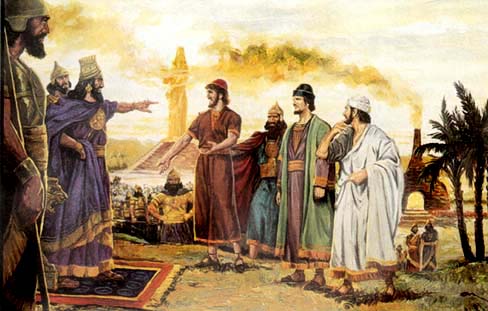 Shadrach and his two companions Meshach, and Abednego