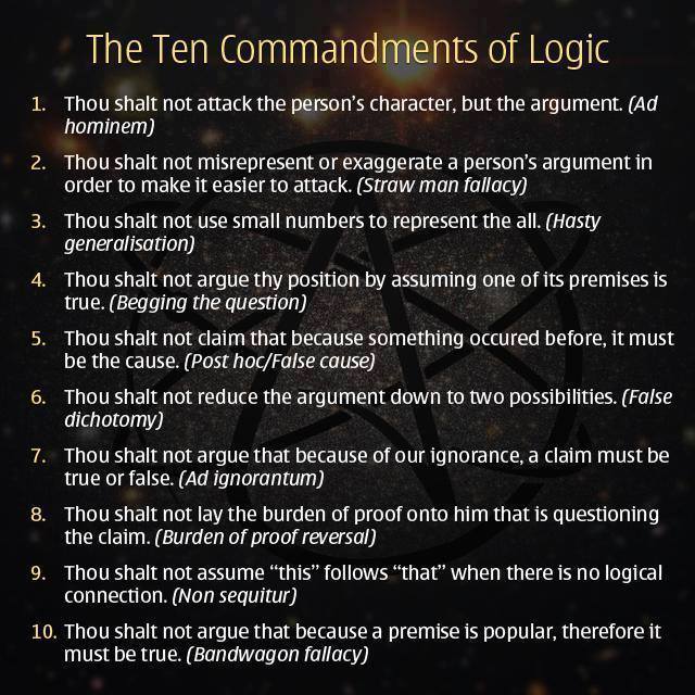 Quote ten commandments of logic