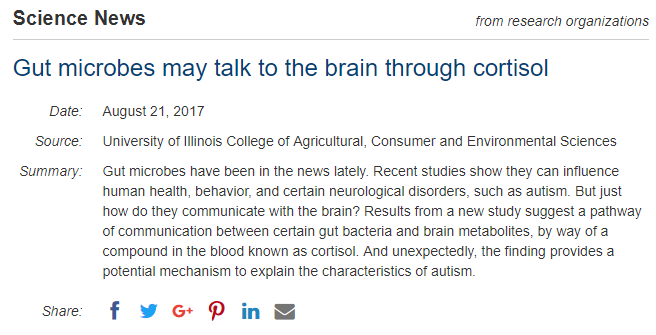 Demns - Gut microbes may talk to the brain through cortisol ScienceDaily