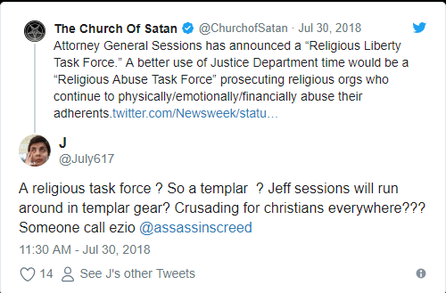 Satanists Comment on the New Religious Liberty Task Force